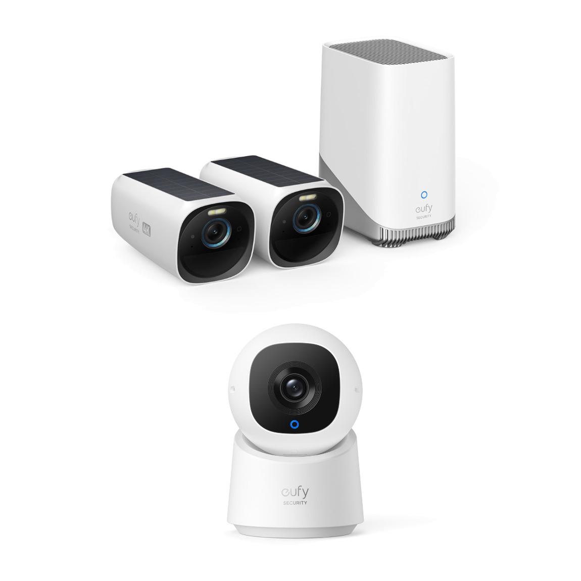 eufyCam 3 Starter-Set 2+1 - 2er-Kameraset mit HomeBase 3 + Indoor Cam C220