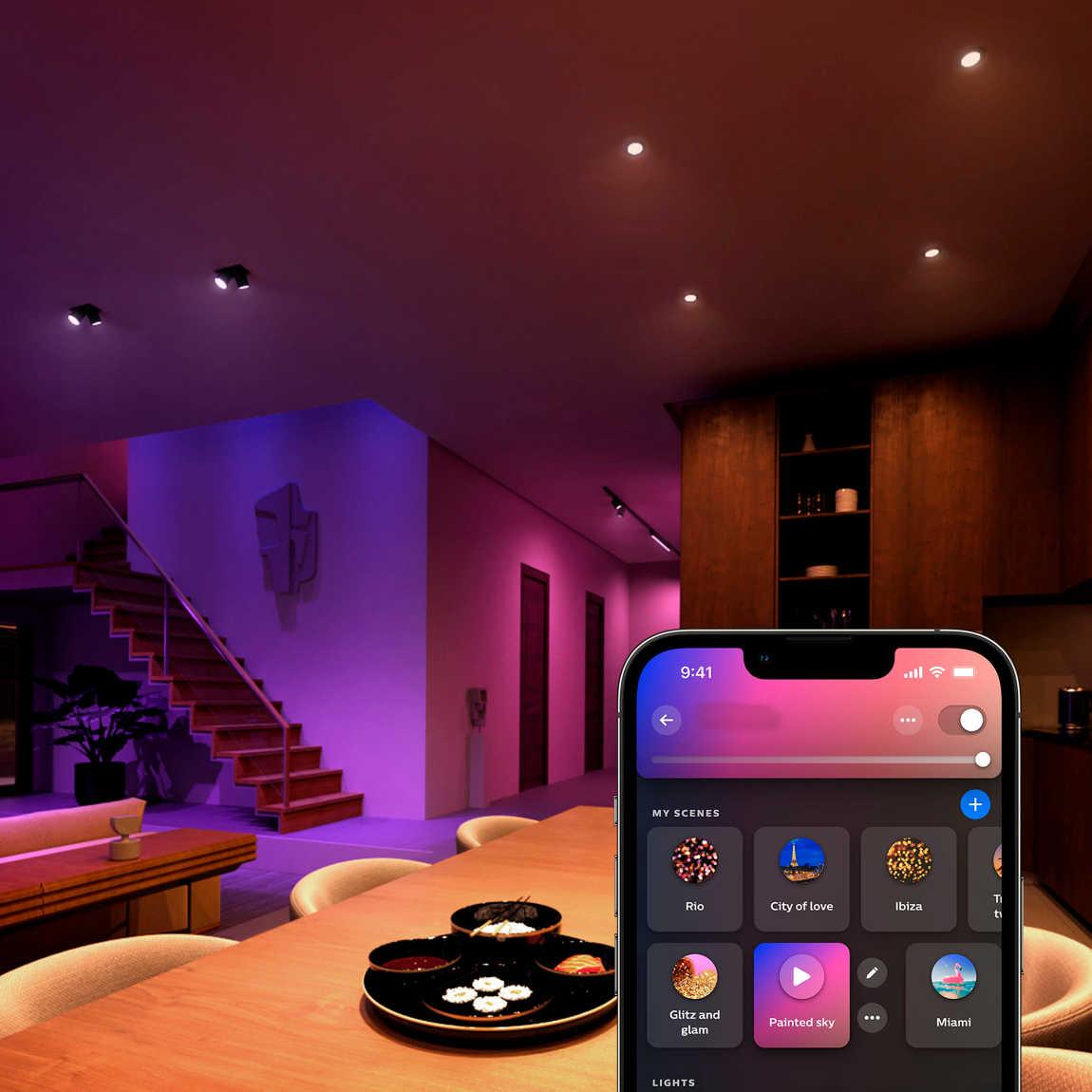 Philips Hue White & Color Ambiance GU10 400lm Starter-Set + Dimmschalter