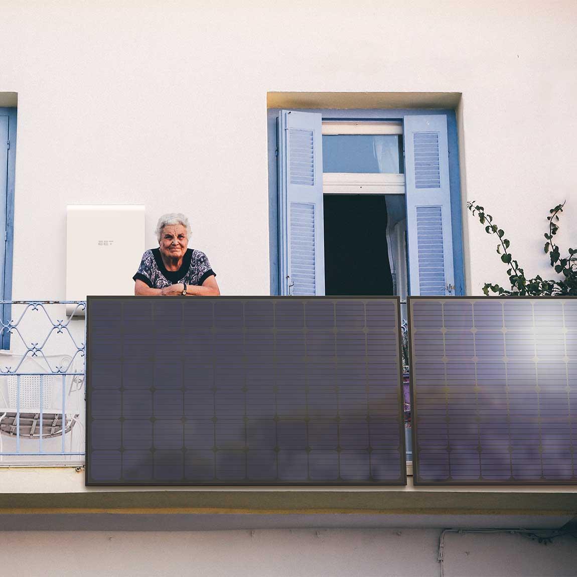 EET Solar SolMate Balkon - Balkonkraftwerk mit Speicher und Balkonhalterungen (2x 430Wp) - Weiß_lifestyle