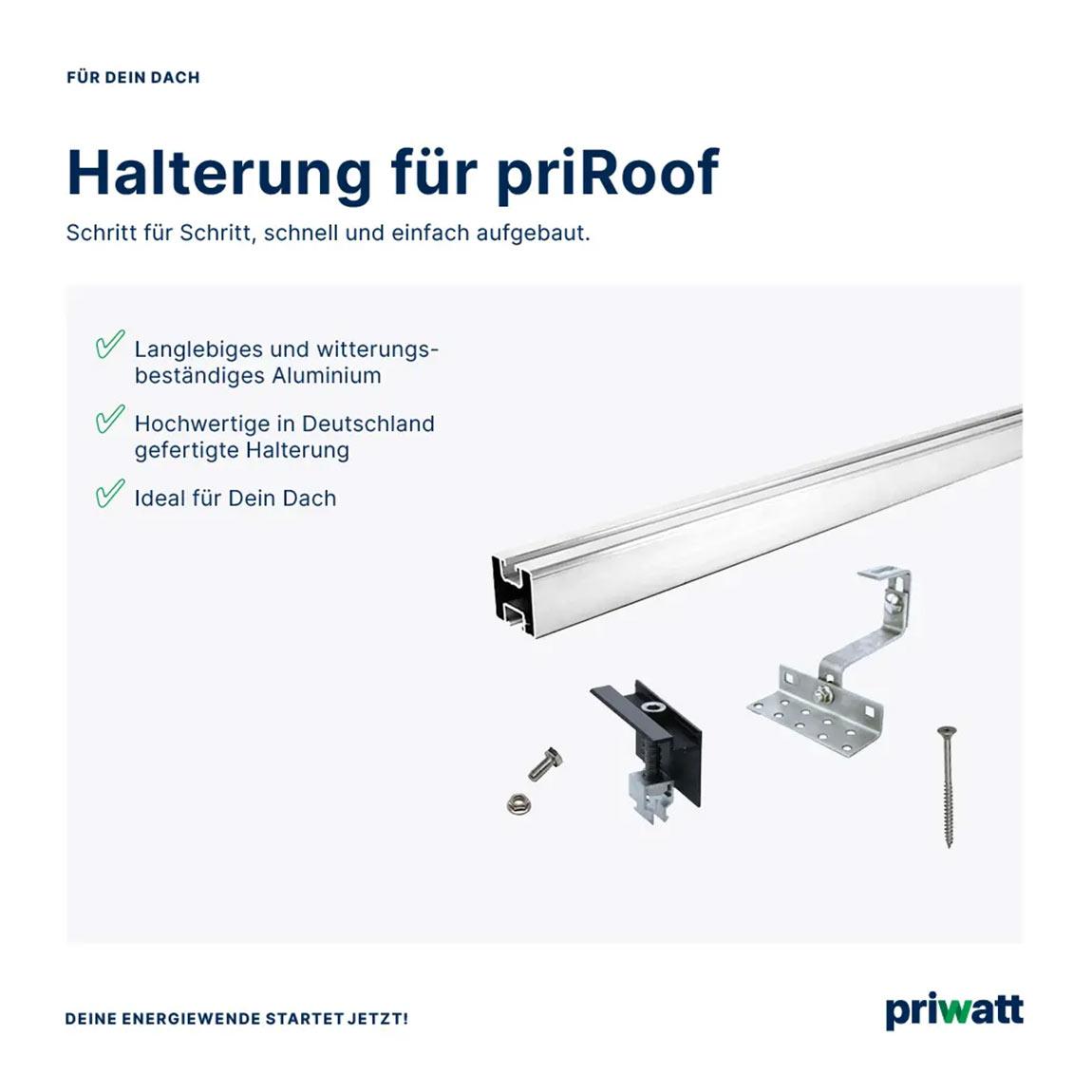 priwatt priRoof - Balkonkraftwerk mit Dachhalterung (1x 440W) - Schwarz_halterung