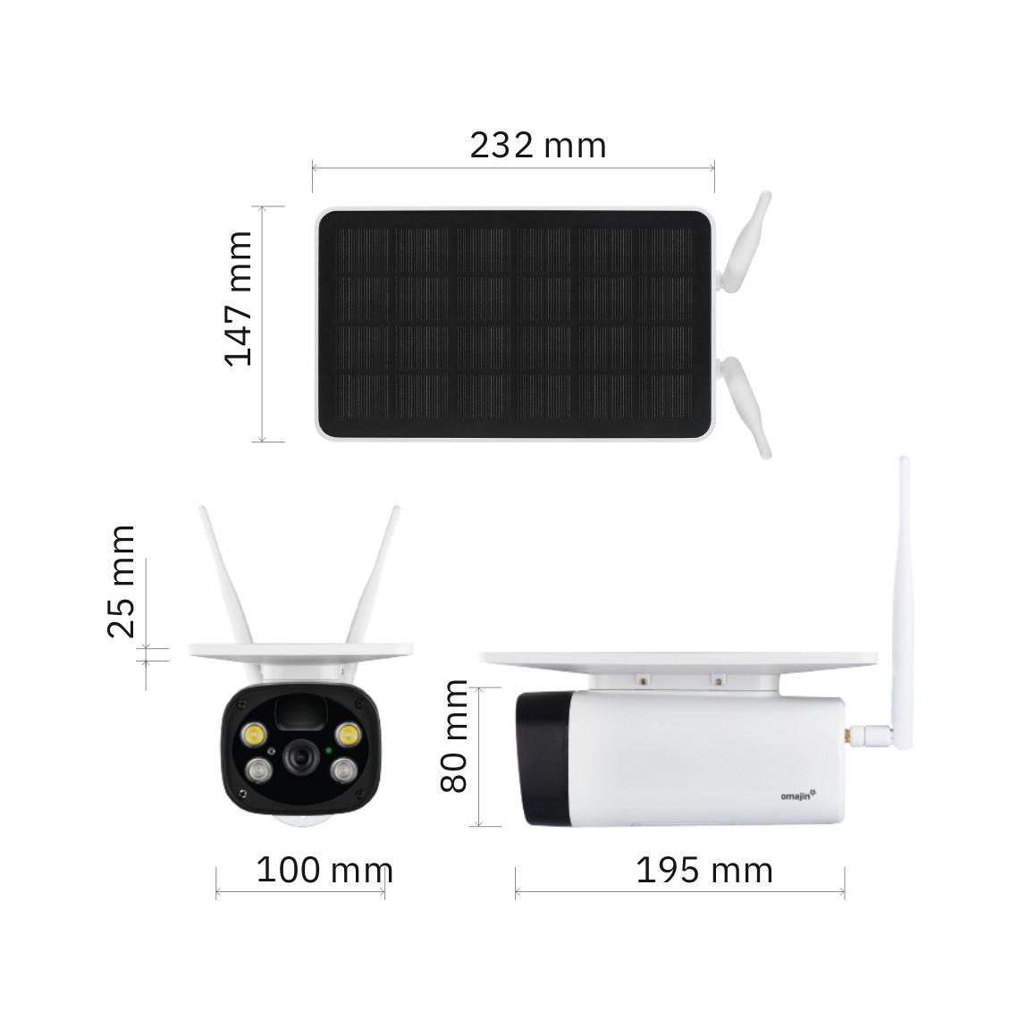 omajin Solar Camera 2er-Set + Wireless Security Camera_maße