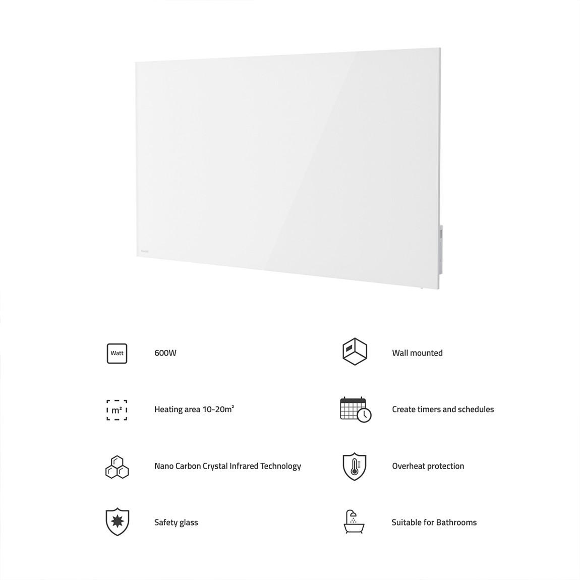 Hombli Smart Infrared Heatpanel Glass 600W - Weiß_funktionen
