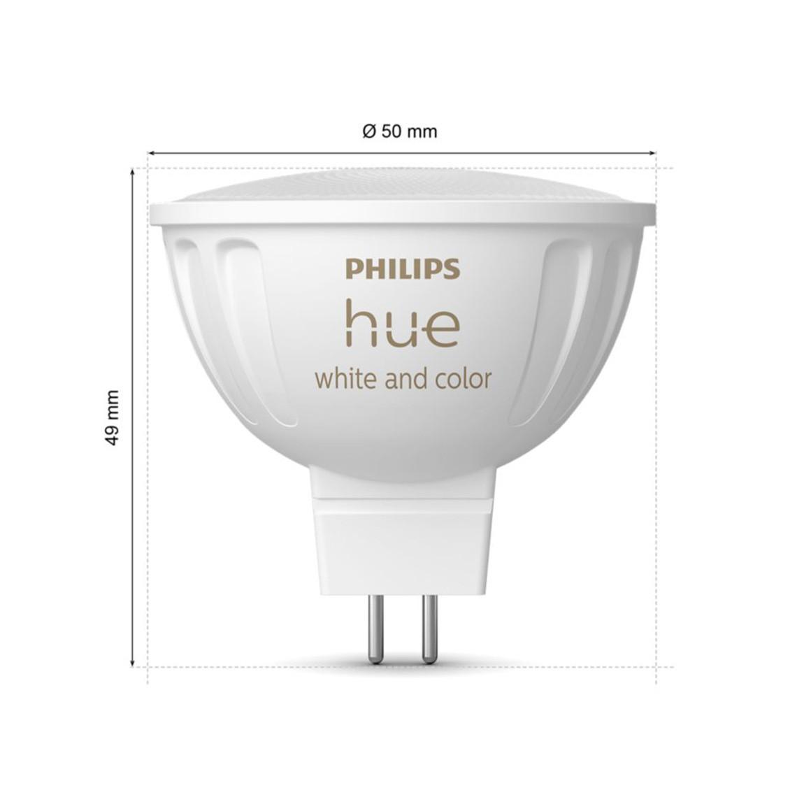 Philips Hue White & Col. Amb. MR16 LED Lampe Einzelpack 400lm - Weiß_maße