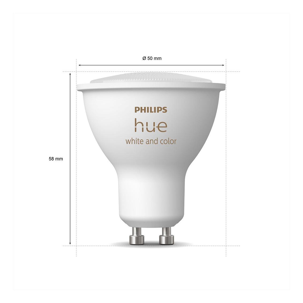 Philips Hue White & Color Ambiance GU10 350lm 6er-Set + Bridge_Maße