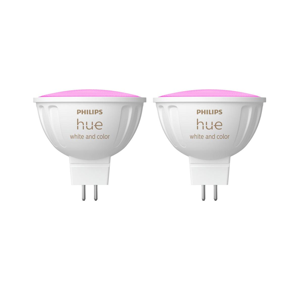 Philips Hue White & Col. Amb. MR16 LED Lampe Doppelpack 2x400lm - Weiß